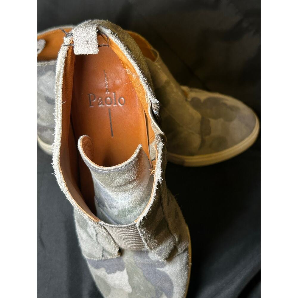 Linea Paolo Felicia Camo Suede Wedge Sneakers Women’s 7M Gray Green Zip Bootie